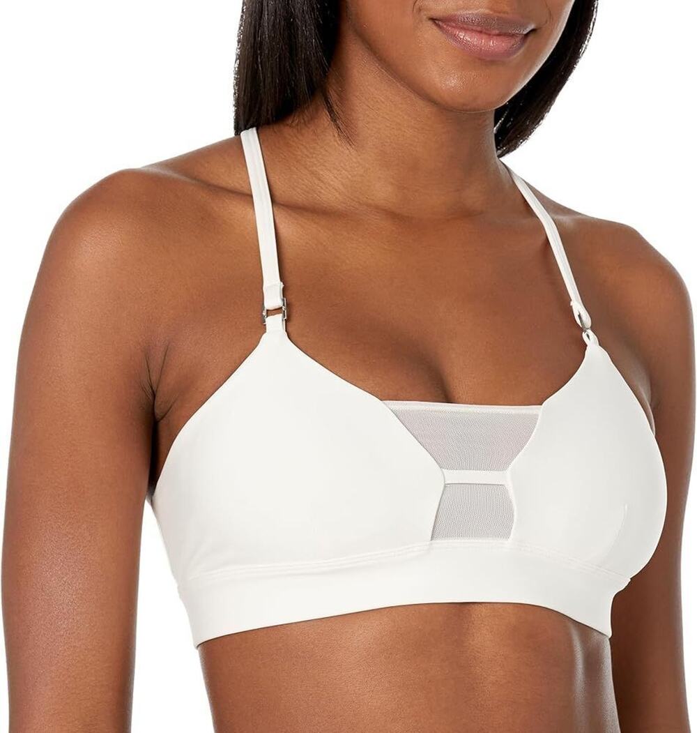 ALO Yoga White Strappy Mesh Sports Bra